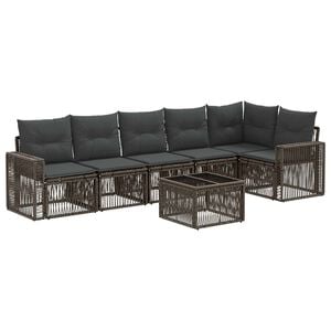 vidaXL Gartensofa-set 7 stk. Grau und Dunkelgrau Poly-Rattan