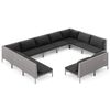 vidaXL 11-tlg. Garten-Lounge-Set mit Kissen Poly Rattan Dunkelgrau