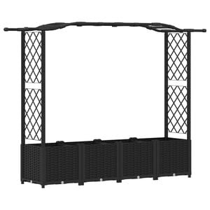 vidaXL Hochbeet mit Rankgitter und Dach Schwarz 204 x 40 x 141 cm PP