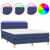 vidaXL Boxspringbett mit Matratze & LED Blau 140x200 cm Stoff