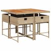 vidaXL 5-tlg. Garten-Essgruppe mit Kissen Beige Poly Rattan