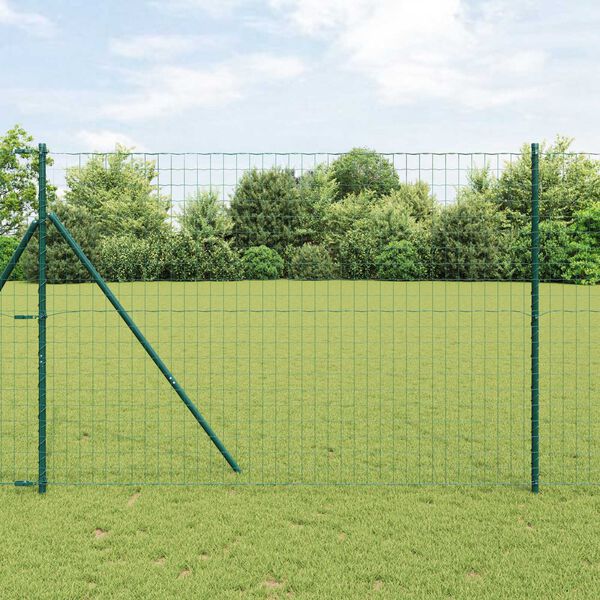 vidaXL Zaun mit Pfosten Gr&uuml;n 1,6 x 10 m Stahl und PVC