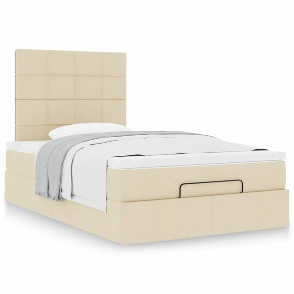 vidaXL Ottoman-Bett mit Matratze Creme 120x190 cm Stoff