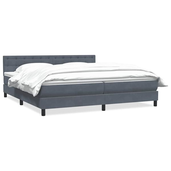 vidaXL Boxspringbett mit Matratze Dunkelgrau 180x210 cm Samt