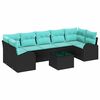 vidaXL Gartensofa-set 8 stk. 7-Sitzanzahl Schwarz und T&uuml;rkis