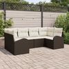 vidaXL Gartensofa-set mit Kissen 6 pcs Braun und Weiß Poly-Rattan