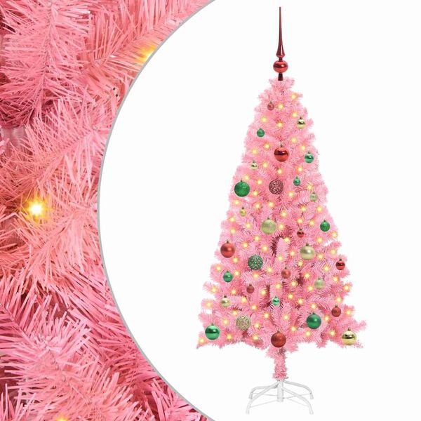 vidaXL Weihnachtsbaum mit 150 LEDs mit St&auml;nder Rosa 150 cm PVC