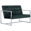 vidaXL 2-Sitzer-Sofa mit Armlehnen Dunkelgr&uuml;n Chrom und Samt