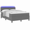 vidaXL LED Boxspringbett Hellgrau und Wei&szlig; 140 x 190 cm Cordstoff