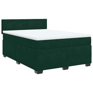 vidaXL Boxspringbett mit Matratze Dunkelgr&uuml;n 160x200 cm Samt