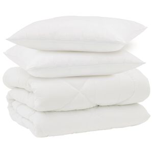vidaXL Winterbettdecke mit Kissen 3 stk. Wei&szlig; Mikrofaser