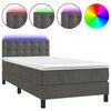 vidaXL Boxspringbett mit Matratze & LED Dunkelgrau 100x200 cm Samt