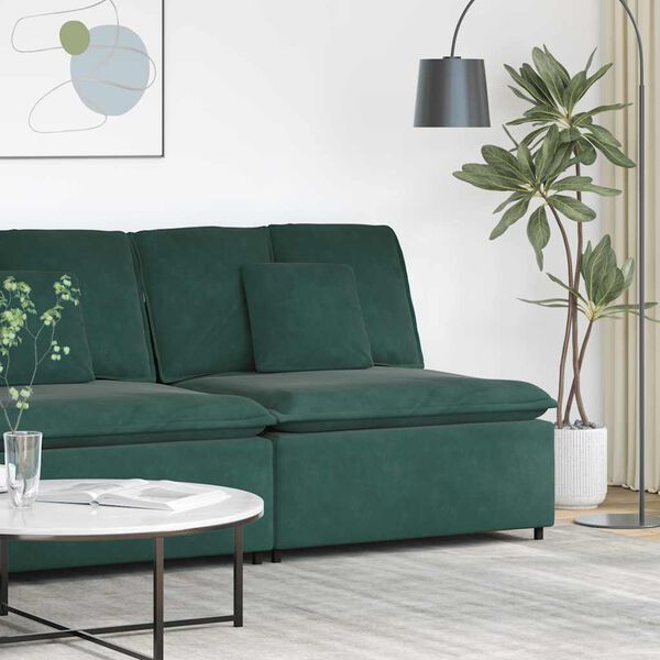 vidaXL Modulares Sofa Mittelmodul mit Kissen Dunkelgr&uuml;n 100 cm