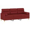vidaXL 3-Sitzer-Sofa mit Kissen Weinrot 180 cm Stoff