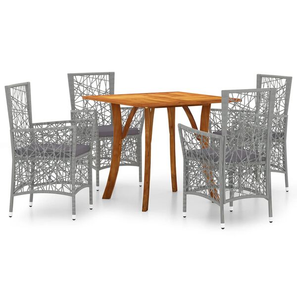 vidaXL 5-tlg. Garten-Essgruppe Grau