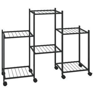 vidaXL Blumenst&auml;nder mit Rollen 83x25x63,5 cm Schwarz Eisen