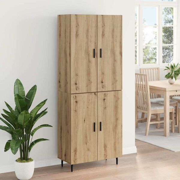 vidaXL Highboard 2 pcs Artisan-Eiche Engineered Wood und Glas