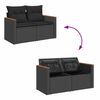 vidaXL 6-tlg. Garten-Sofagarnitur mit Kissen Schwarz Poly Rattan