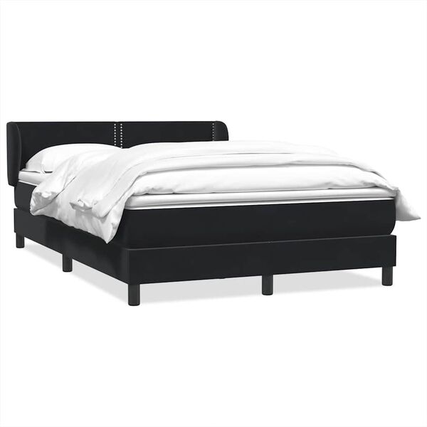 vidaXL Boxspringbett mit Matratze Schwarz 140x210 cm Samt
