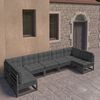 vidaXL 7-tlg. Garten-Lounge-Set mit Kissen Schwarz Massivholz Kiefer