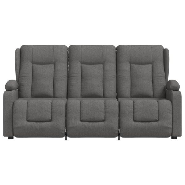 vidaXL 3-Sitzer Massagesessel mit Getränkehalter Hellgrau Stoff