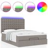 vidaXL Ottoman-Bett mit Matratze & LEDs Taupe 140x190 cm Stoff