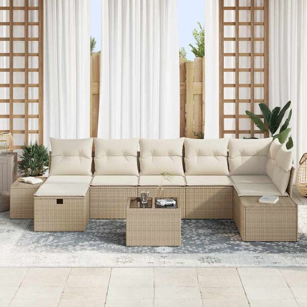 vidaXL Sofa Set mit Kissen 8 pcs Poly-Rattan