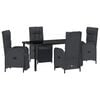 vidaXL Garten Essgruppe mit Kissen 5 pcs Schwarz Poly-Rattan