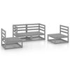 vidaXL 4-tlg. Garten-Lounge-Set Grau Massivholz Kiefer