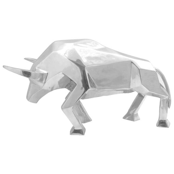 vidaXL Stierskulptur Silber 74 x 23 x 39 cm Aluminium