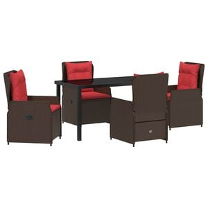 vidaXL Garten Essgruppe 5 stk. Braun Poly Rattan