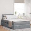 vidaXL Bett mit Stauraum und LED mit LED Hellgrau 120 x 190 cm Stoff