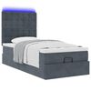 vidaXL Ottoman-Bett mit Matratzen & LEDs Dunkelgrau 90x190 cm Samt