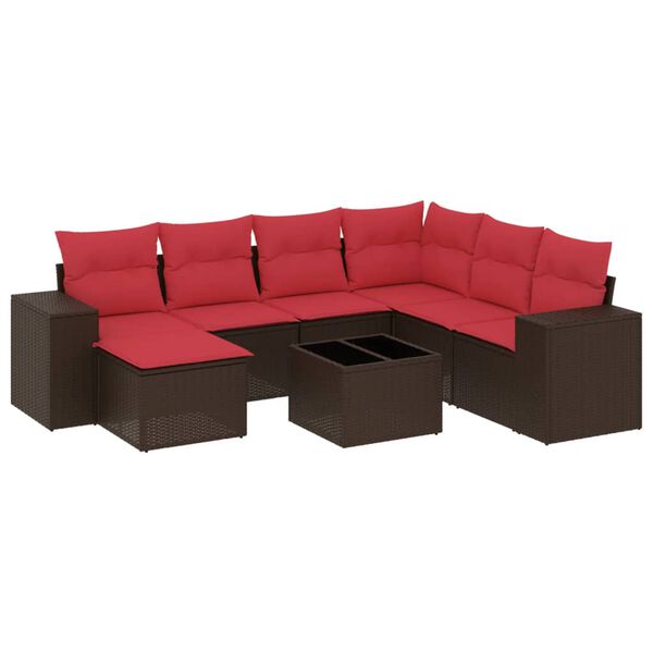 vidaXL 8-teiliges Gartensofa-Set mit Kissen, braun, Polyrattan