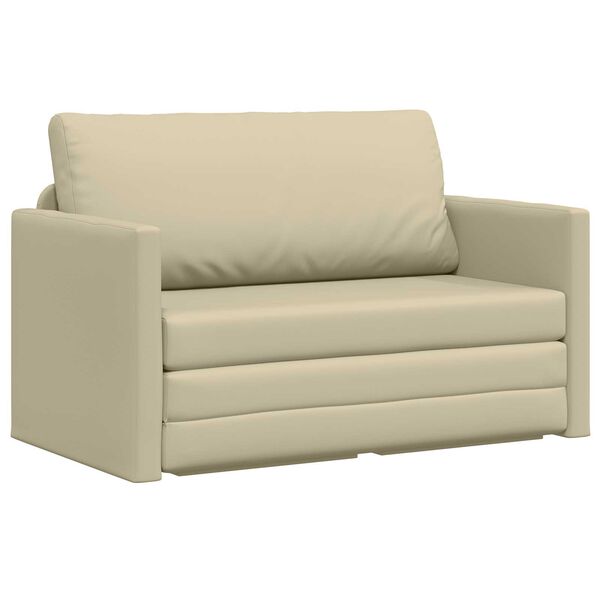 vidaXL Schlafsofa 110cm Creme Kunstleder