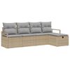 vidaXL Garten-Sofa-Set mit Kissen mit Speicher 5 pcs Beige Poly Rattan
