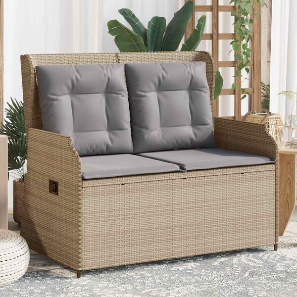 vidaXL Gartenbank Beige Poly-Rattan