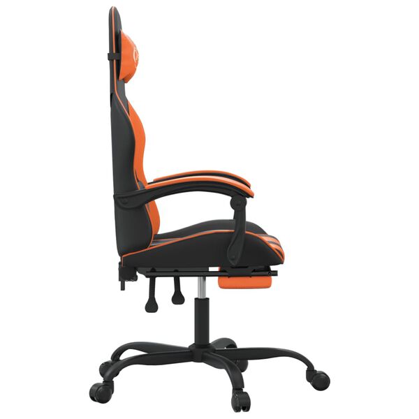 vidaXL Gaming-Stuhl mit Fu&szlig;st&uuml;tze Schwarz und Orange Kunstleder