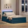 vidaXL Bett mit Stauraum und LED mit Matratze Blau 120 x 190 cm Samt