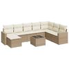 vidaXL 9-tlg. Garten-Sofagarnitur mit Kissen Beige Poly Rattan