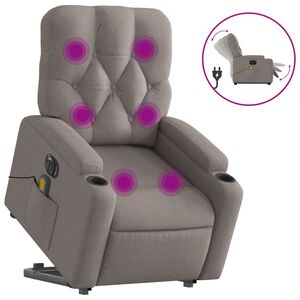 vidaXL Elektrischer Massagesessel mit Aufstehhilfe Taupe Stoff