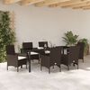 vidaXL Garten Essgruppe mit Kissen 7 pcs Braun Poly-Rattan