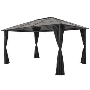 vidaXL Gartenpavillon mit Vorhang Aluminium 4&times;3&times;2,6 m Schwarz