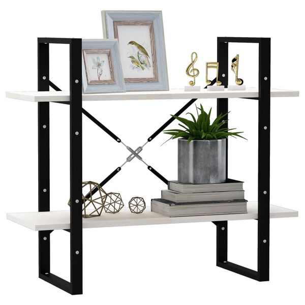 vidaXL Bücherregal 2 Böden Weiß 80x30x70 cm Massivholz Kiefer