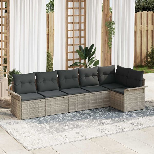 vidaXL Gartensofa-set mit Kissen 6 pcs Hellgrau Poly-Rattan