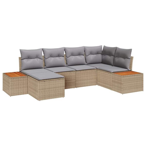 vidaXL Gartensofa-set mit Kissen 6 pcs Beige und Hellgrau Poly Rattan