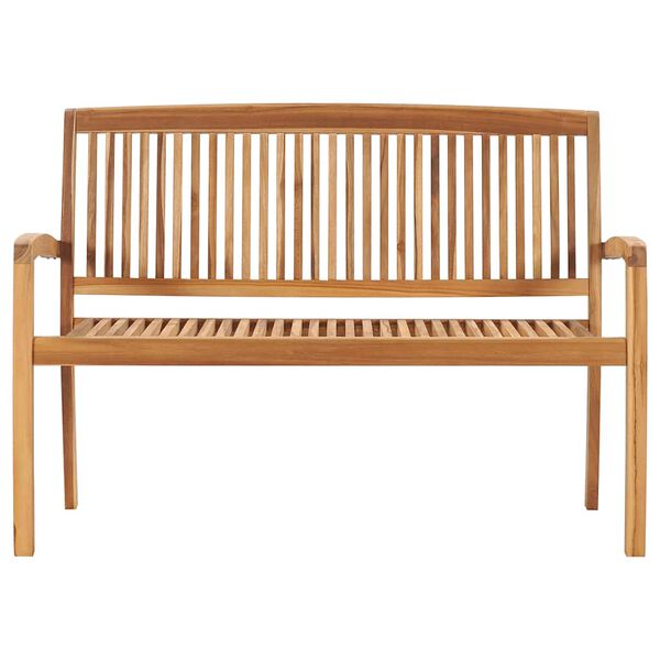vidaXL Stapelbare Gartenbank mit Auflage 128,5 cm Massivholz Teak