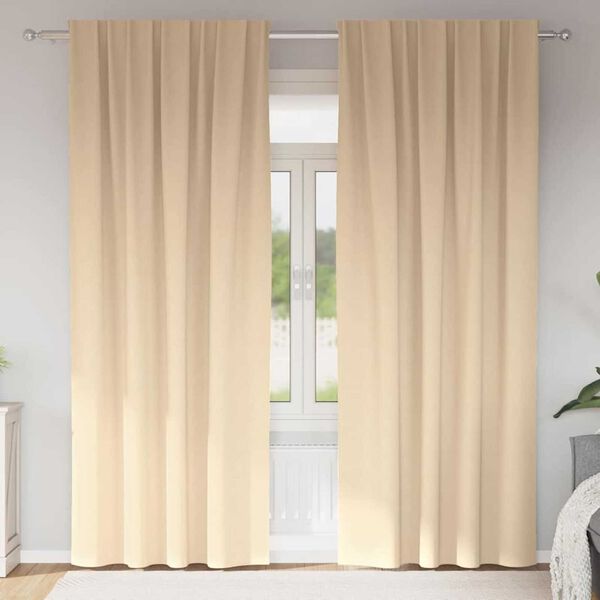 vidaXL Verdunkelungs-Vorh&auml;nge mit Ringen 2 pcs Creme 225 x 140 cm