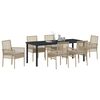 vidaXL Garten Essgruppe mit Kissen 7 pcs Beige Poly-Rattan
