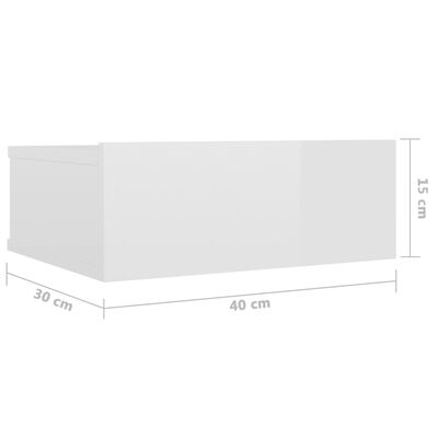 vidaXL Hängende Nachttische 2 Stk. Hochglanz-Weiß 40x30x15 cm